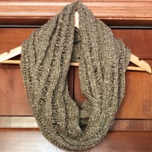 Tan knit infinity scarf